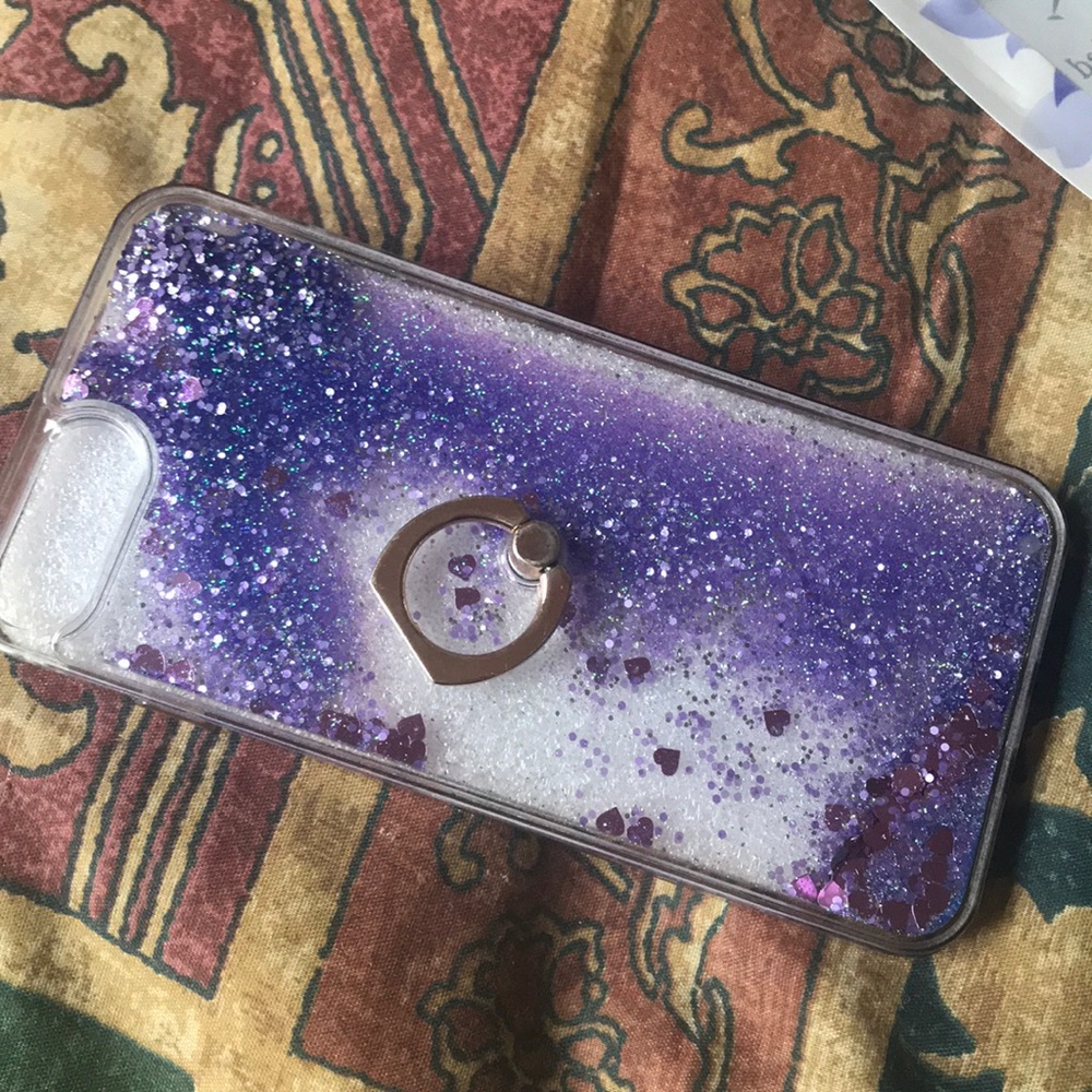 iPhone 7 Plus floating glitter case with stand